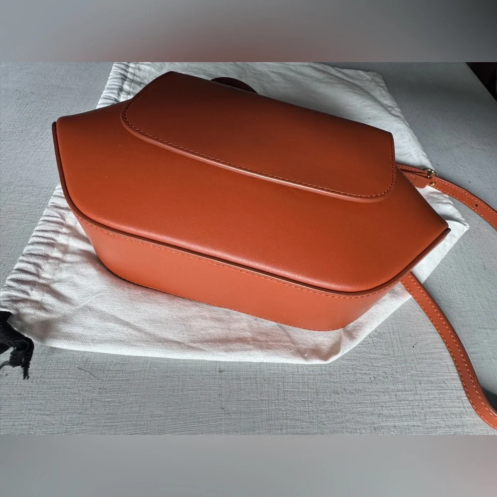 NWT Cuyana Mini Hexagon Leather Crossbody Bag in Sienna